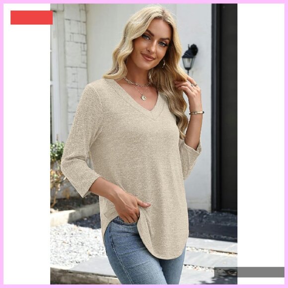 Plus Size 3/4 Sleeve Casual Shirt Women's Top Fall Travel Outfit - Picture 4 of 4